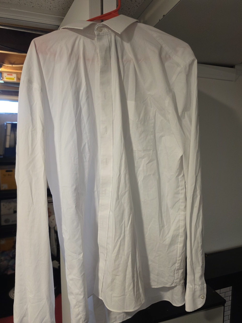 Stafford Easy Care Broadcloth Dress Shirt White Solid Regular Fit XL 17-17.5